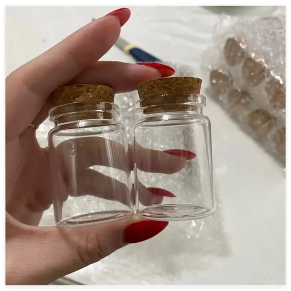 26*37*50mm 30ml Small Glass Jars Cork Stopper Tiny Bottles Clear Mini Containers DIY Home Decor Wishing Bottles Spice Storage