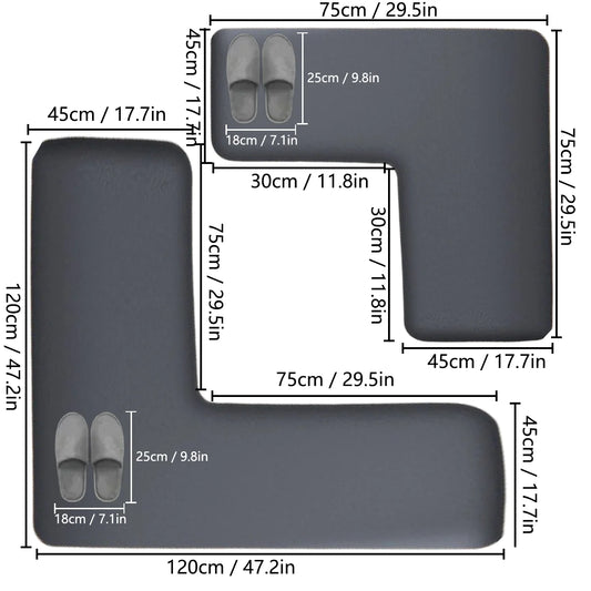 Thickened flannel L-shaped bathroom absorbent floor mat furry shower room foot mat non-slip and dirt-resistant toilet mat