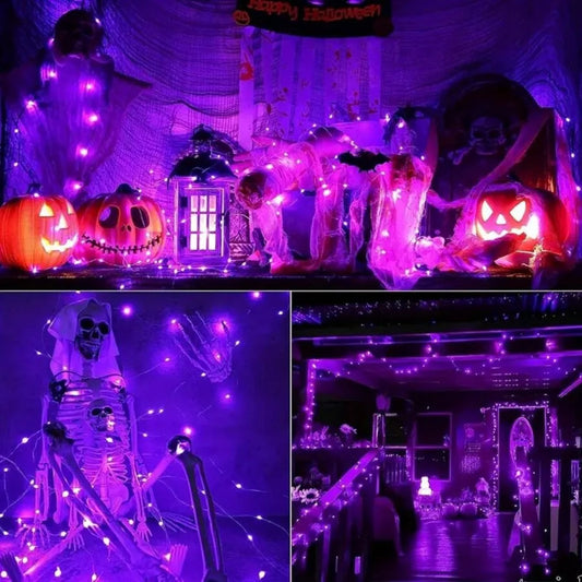 1PC10M100LED Halloween USB copper wire light string suitable for outdoor rope lights, gardens, parties decorations