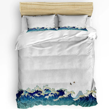 Japanese Style Sea Surf Cartoon Illustration Duvet Cover Bed Bedding Set Home Quilt Cover Pillowcases Bedding Set No Sheet