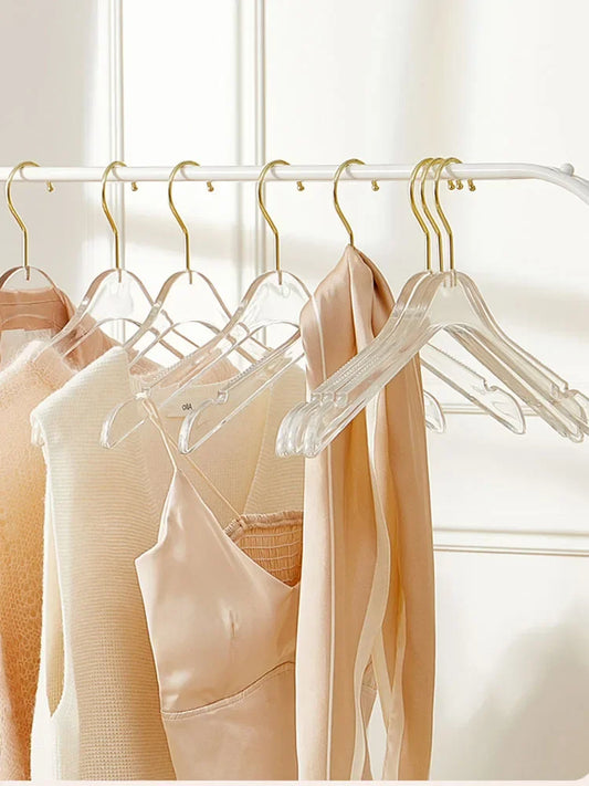 10Pc, Acrylic Coat Hanger Closet Organizer,Anti-slip Clothes Hanger,Transparent Pants Rack for Home Student Dormitory