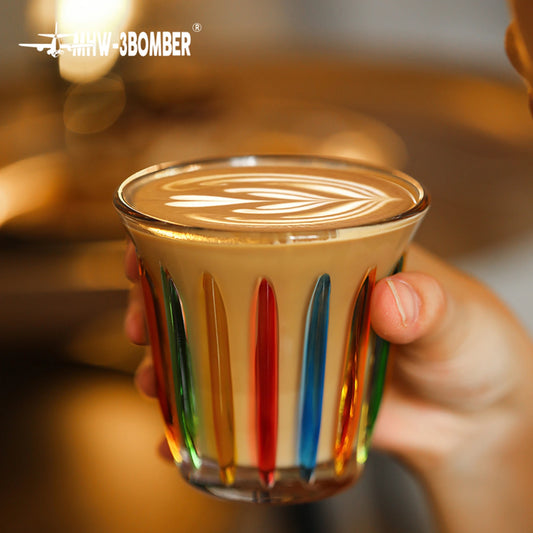MHW-3BOMBER Glass Coffee Mug 90-280ml Art Hand-Painted Espresso Cup Cafe Home Kitchen Mug for Latte/Tea and Hot Beverages
