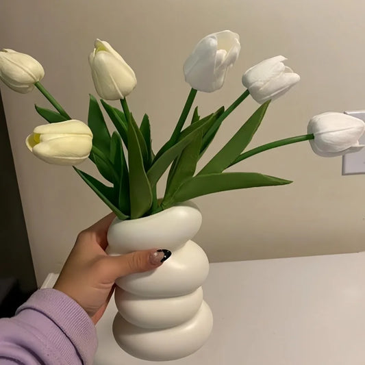 1piece creative vase Ins style light luxury high-end spiral plastic home decoration living room flower arrangement decoration