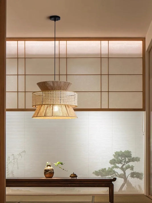 Vintage Handmade Hemp Rope Chandelier B&B Restaurant Bar Cafe Dining Room Led Pendant Lights Hanging Lamp Fixture