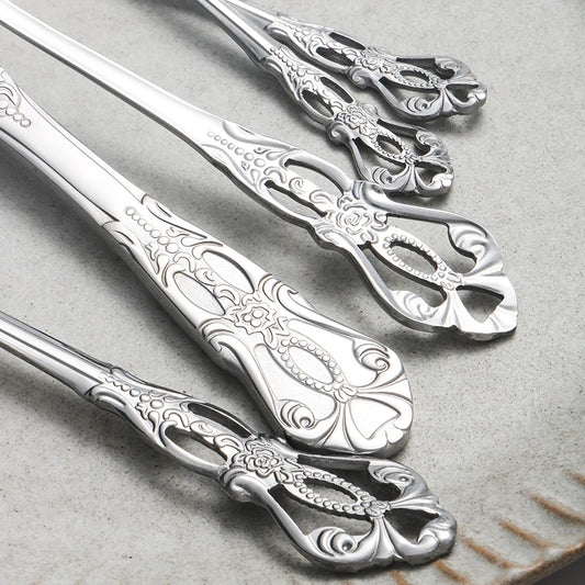 4/6/16/24pcs Stainless Steel Silver Cutlery Set – Elegant Knife, Fork & Spoon Flatware | NaturalBuiltHome