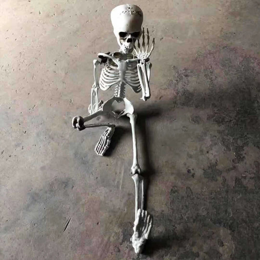 Halloween Horror Skeleton Statue Movable/Posable Joints Scary Skull Ornament Festival Theme for Yard Garden Patio Haunted House