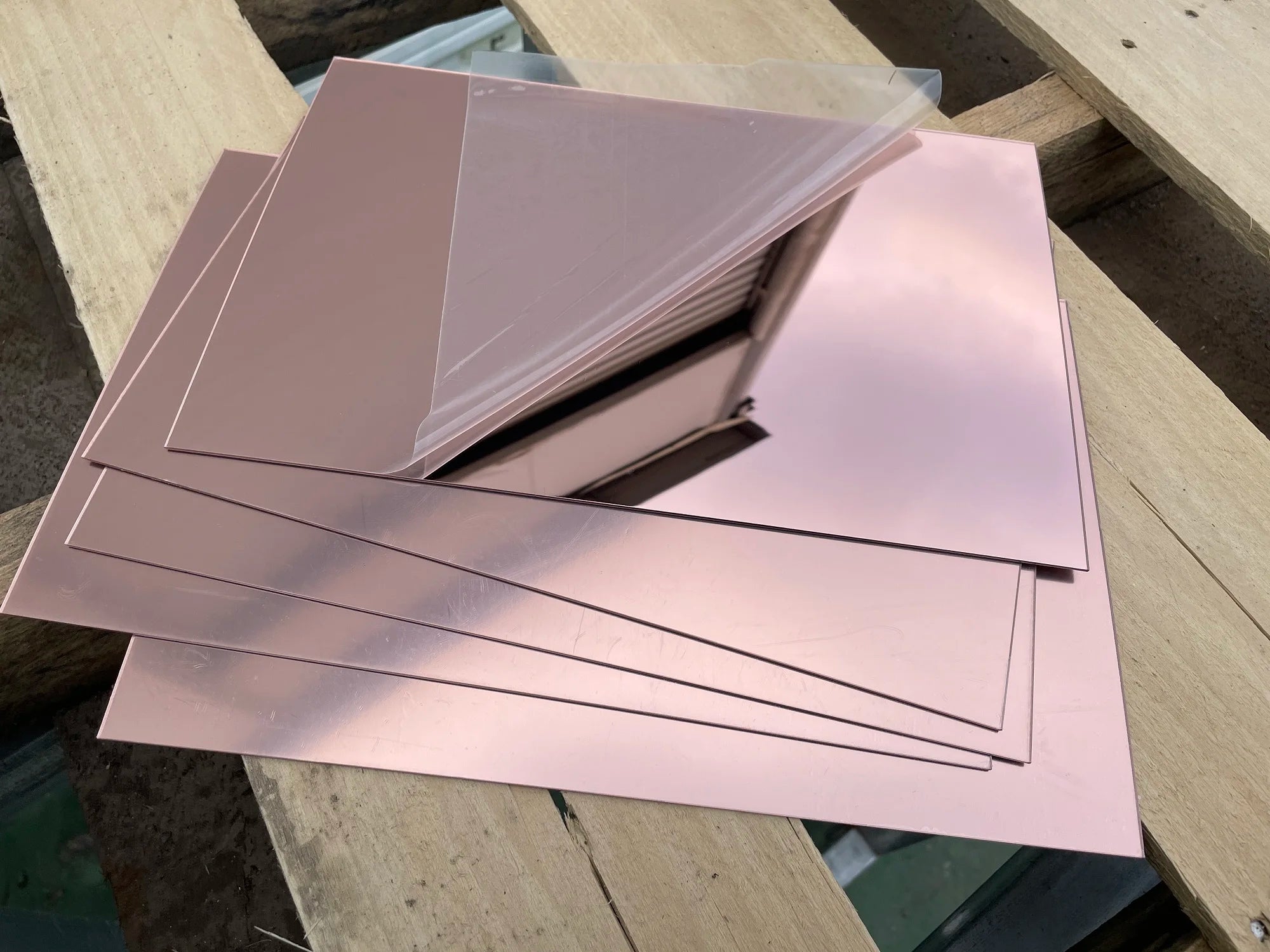 300x400x1.6MM Rose Gold Rectangle Sheet Plastic Pier Glass Hotel Decorative Lens Safe Using Acylic Plexiglass Mirror