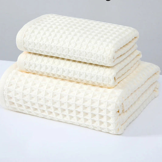 3Pcs 100% Cotton Towel Set – 1 Bath Towel + 2 Hand Towels, Ultra Soft & Highly Absorbent | NaturalBuiltHome