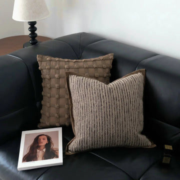 Brown Maillard Cushion Cover Modern Striped Design Decorative Pillow Covers Square Sofa Headboard Pillowcase Home Decor