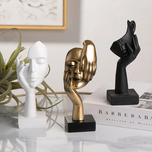 1pc Resin Abstract Statue Desktop Ornaments Sculpture Figurines Face Character Nordic Light Luxury Art Crafts Office Home Decor