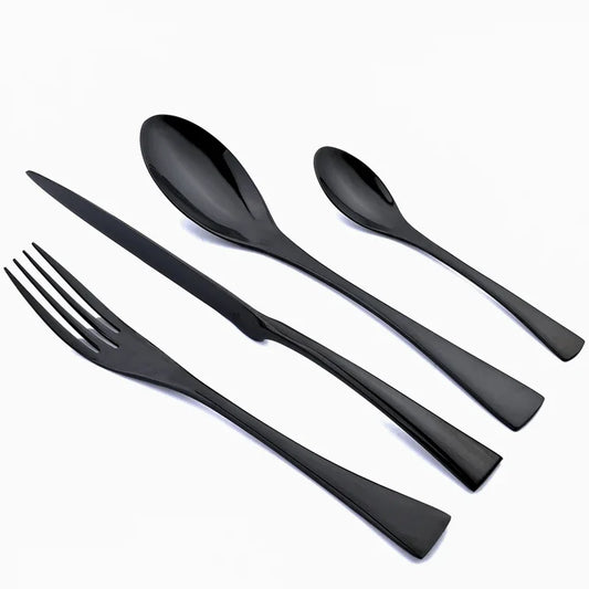 24Pcs Luxury Stainless Steel Cutlery Set – Silver, Gold & Black Mirror Flatware with Gift Box | NaturalBuiltHome