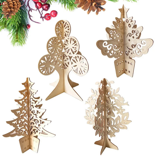 30cm Unfinished Wooden Christmas Tree Shape Table Ornaments for Christmas Wooden Crafts Ornaments, DIY Crafts