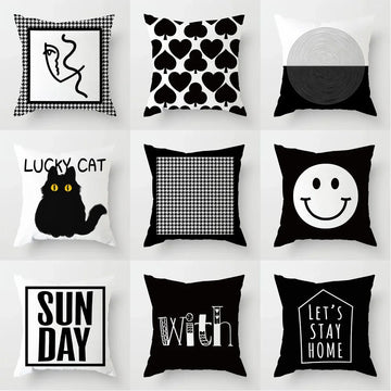 Ins Nordic Geometry Black and White Pillowcase Light Luxury Home Sofa Cushion Cover Living Room Bedroom Pillow Cover