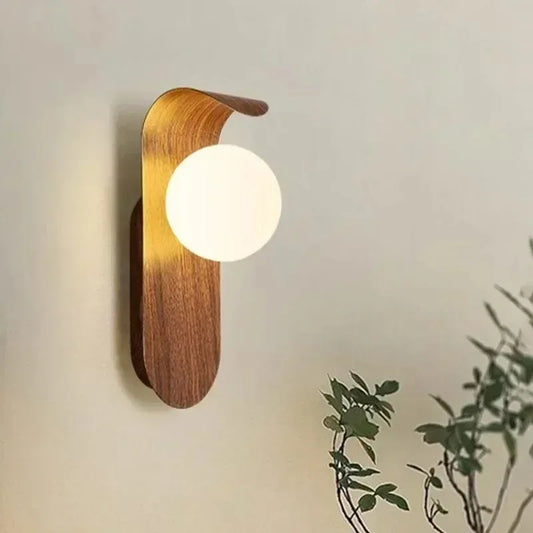 Wabi-sabi style Walnut wood grain iron lamp Foyer Restaurant Aisle Bedroom Acrylic Lampshade G9 Bulb