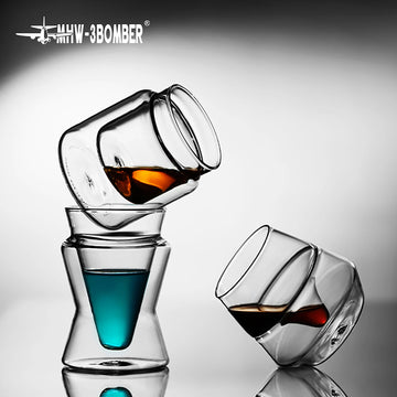 MHW-3BOMBER Double Walled Coffee Cup 130-160ml Espresso Glasses Mugs Clear Insulated Glass Coffee Cups for Latte Cappuccino Tea