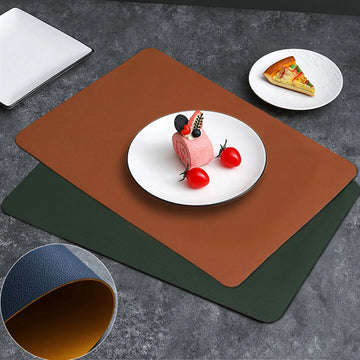Double-sided Vegan Leather Placemat,Dining Table Mat Pad-Heatproof Waterproof Table Mat for Stylish & Practical Dining 1/4/10PCS