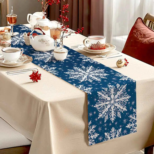 Christmas Theme Table Runner Snowflakes And Leaves Decoration Table Runners Table Flags Party Hotel Event Decoration Home Dining