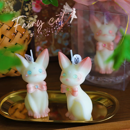 Cute Bow Pink Cat Aroma Candle Modern Home Decorative Ornament Cute Cat Aroma Candles