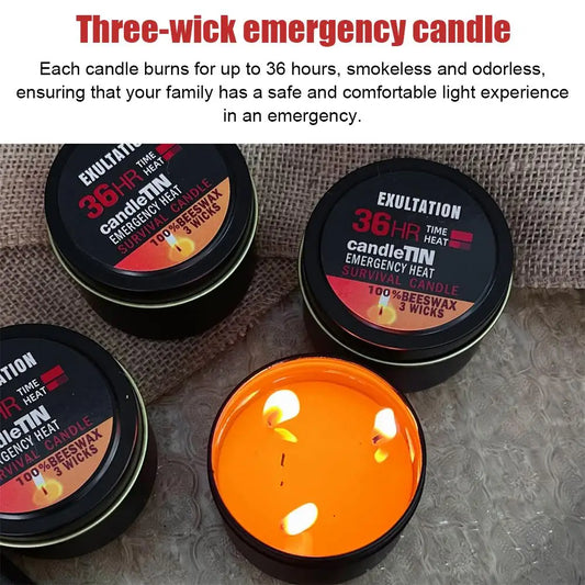1/3Pcs Survival Candle 36 Hours Emergency Household Candles With 3 Wicks Long Lasting Candles Portable Candle For Blackouts Home