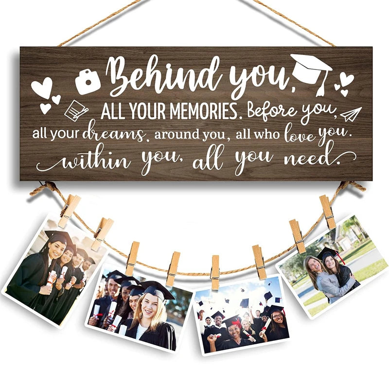 Wood Hanging Photo Holder All Your Memories-Congratulations Inspirational Graduation Picture Frame for Her Best Friend Gifts