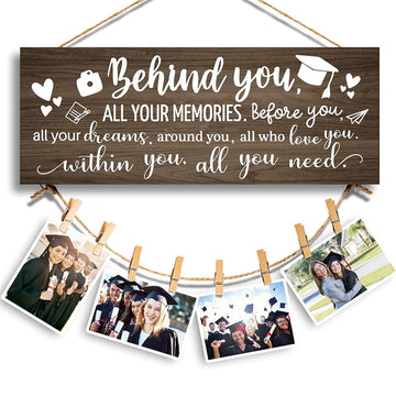 Wood Hanging Photo Holder All Your Memories-Congratulations Inspirational Graduation Picture Frame for Her Best Friend Gifts