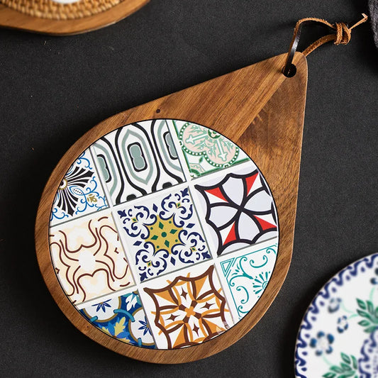 Casserole mat solid wood heat insulation mat creative placemat high temperature anti-scalding and anti-slip table mat coaster
