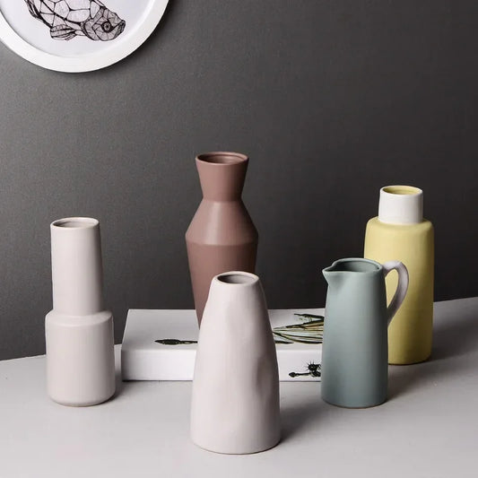 Nordic Ins Ceramic Vase Hydroponic Dried Flower Flower Arrangement Flower Decoration Desk Living Room Home Decoration Vases