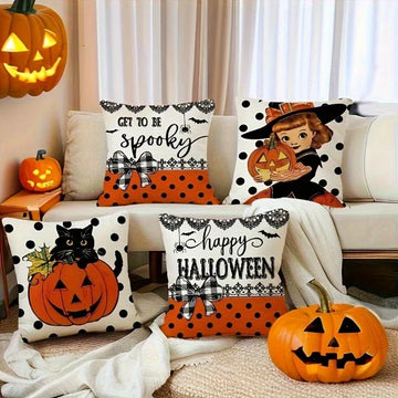 Spooky and Festive Halloween Pillowcases: Cat, Witch, and Happy Halloween Designs Sofa cushion cover gift