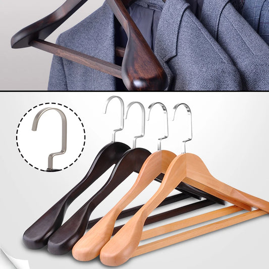4pcs Solid Wood Haners Wide Shoulders Coat Haners Wooden Non Slip Suit Pants Clothes For Closet Warrobes Ogazer