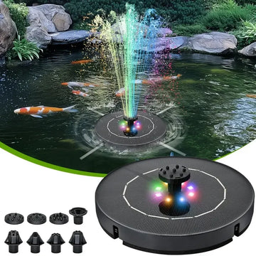 Solar Fountain for Bird Bath Water Pump with Colorful Lights Independent Portable For Garden Pond Swimming Pool  Aquarium