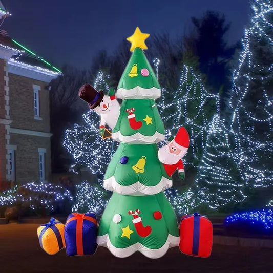 7FT Christmas Tree Inflatable Decoration Toys Snowman Santa Claus Model With LED Lights Outdoor Festival Party Xmas Decor