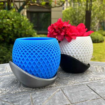 3D Printed Orchid Pots Polygonal Design-Modern, Minimalist &Elegant, Flower Pots Planters for Succulents, Ideal for Balcony