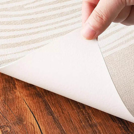 Minimalist Lines Decorative Table Mat Beige Striped Tablecloth Kitchen Full Cover Tablecloth PVC Waterproof Oil Proof Table Mats