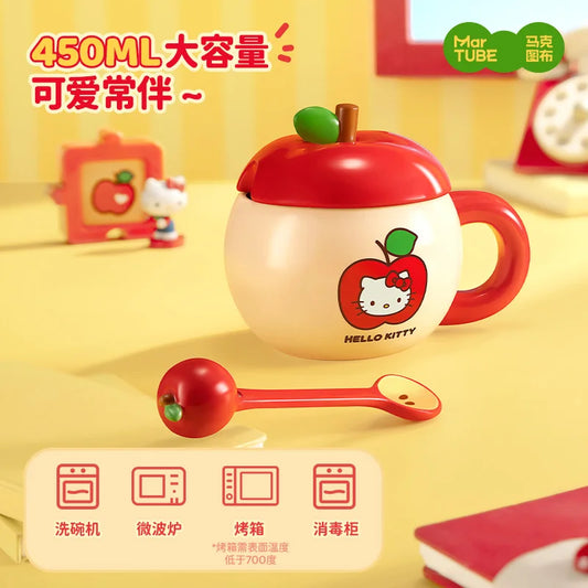 New Kawaii Wishing Elf Hellokitty Apple Mug Set 450ml Large Capacity Belly Cup Boxed Give Exquisite Holiday Gifts To Girls