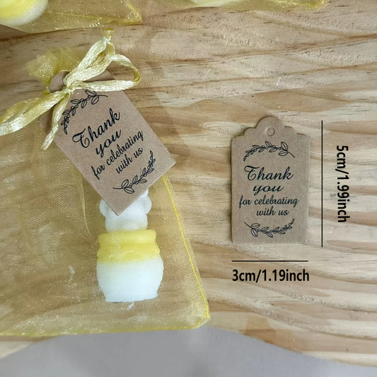 10sets White Bear Candles, with Cards and Golden Organza Bags Bags, Bee Themed Party Decorations Centerpieces for Tables