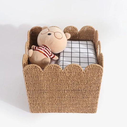Durable Foldable Seagrass Storage Cubes, 12x12 Inches, Natural Wicker Baskets for Shelves