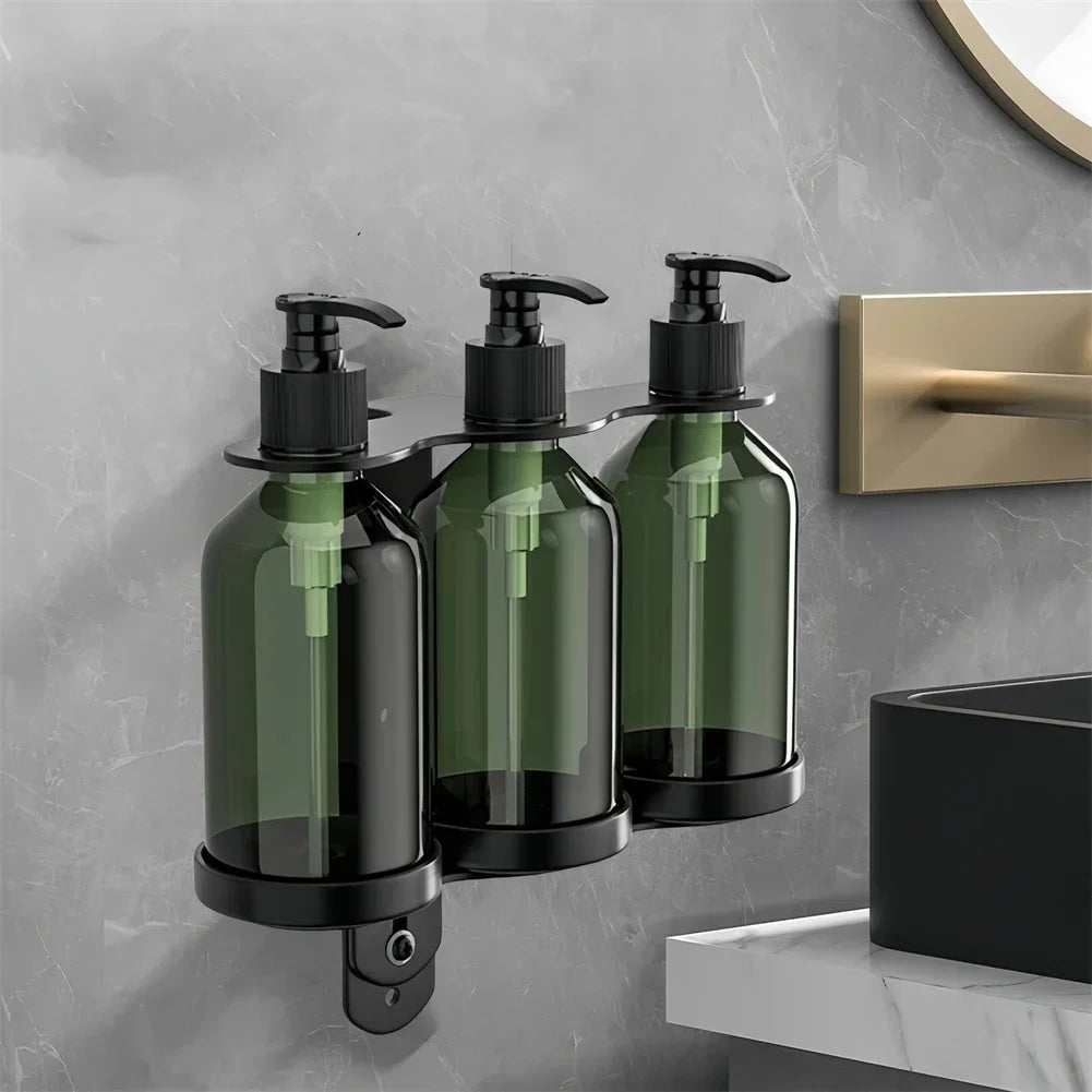 Wall Mounted Non-Perforated Stainless Steel Soap Dispenser Hotel Shampoo & Body Wash Separate Bottle Bathroom Kitchen Bath