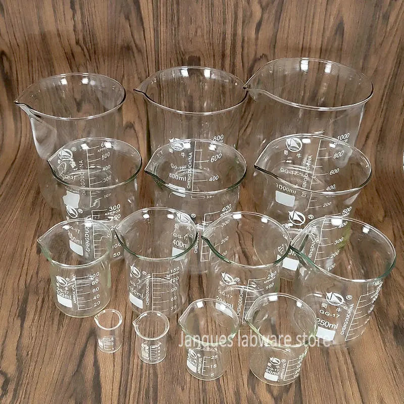 Different Sets Laboratory Borosilicate GLass Beaker Scaled Measuring Cup Heat-resist Glass chemical container