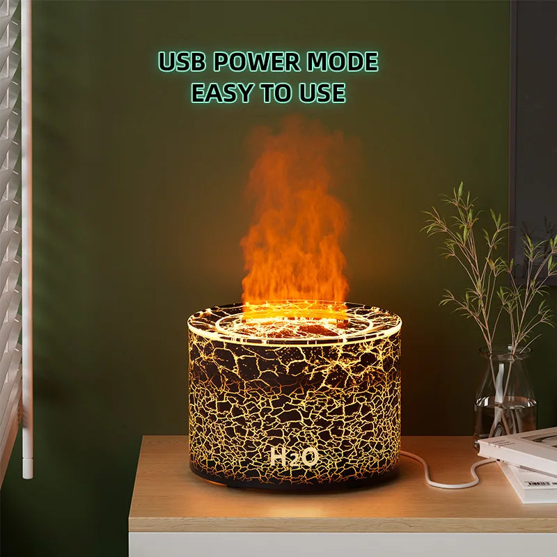 Creative Volcano Air Humidifier with LED Night Light  Mini Desktop Misting for Bedroom Office Car USB Aromatherapy Diffuser