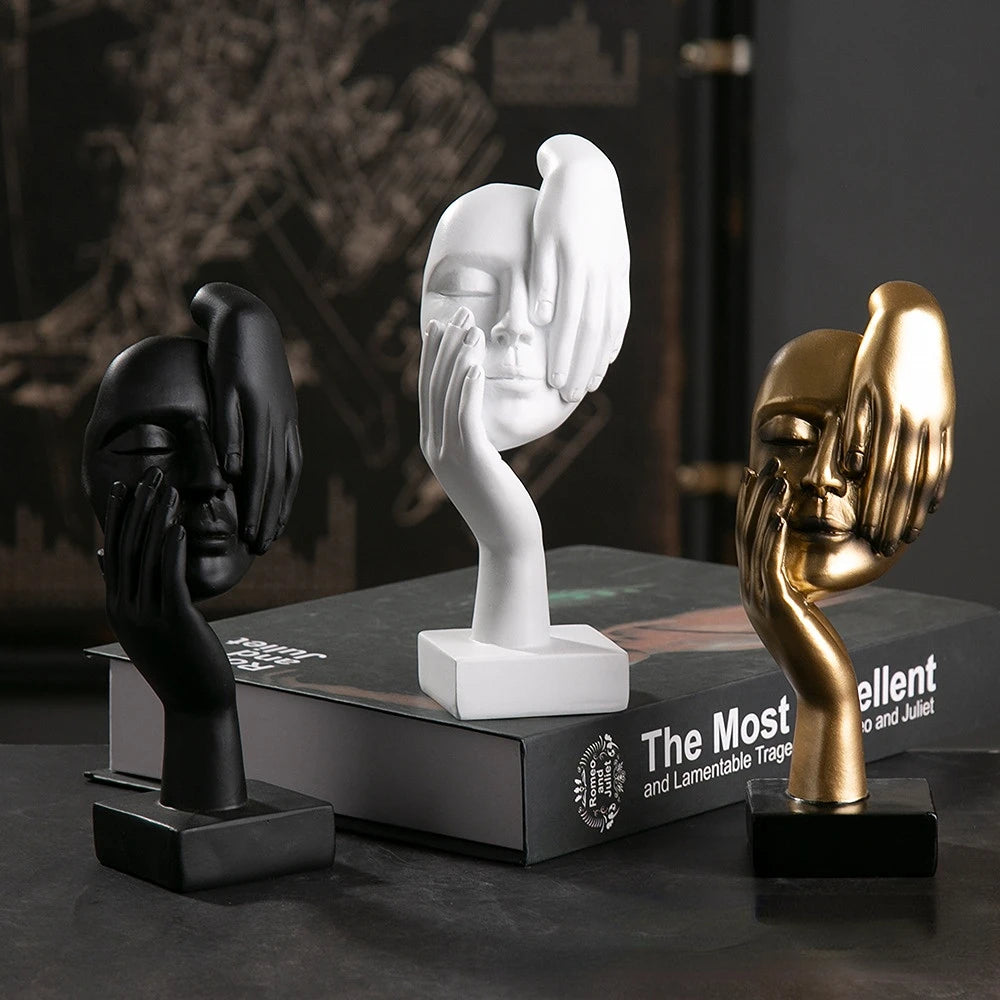 1pc Resin Abstract Statue Desktop Ornaments Sculpture Figurines Face Character Nordic Light Luxury Art Crafts Office Home Decor