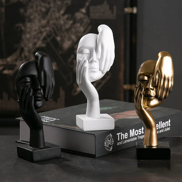 1pc Resin Abstract Statue Desktop Ornaments Sculpture Figurines Face Character Nordic Light Luxury Art Crafts Office Home Decor
