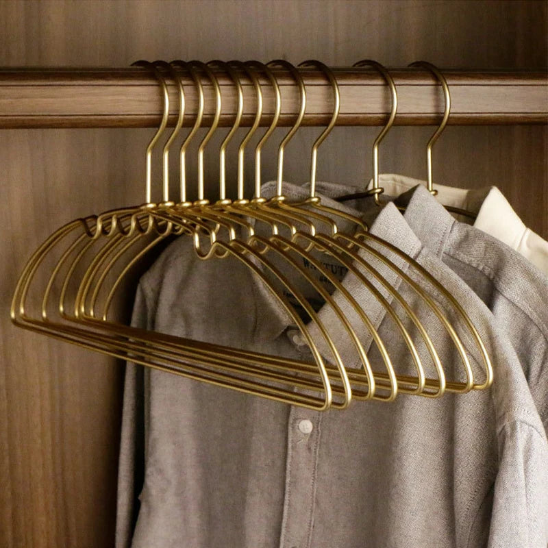 10-50PCS Gold Aluminum Alloy Clothes Hanger,Durable Metal Hanger for Clothing Suits Camisole,Home Wardrobe Hanging Organizer