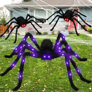 75cm/90cm/120cm/150cm Luminous Halloween Spider Scary Big LED Spider Web Haunted Indoor Outdoor Halloween Decorations Props