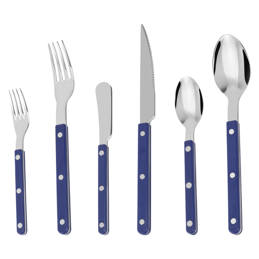 6Pcs Stainless Steel Cutlery Set – Knife Fork Spoon Flatware with Rivet Handle | Modern Dinnerware Set | NaturalBuiltHome