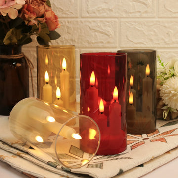 Clear Acrylic 3 Wick Flickering Flameless LED Candles Battery Operated Realistic Pillar Candles for Home Weddings Parties Decor