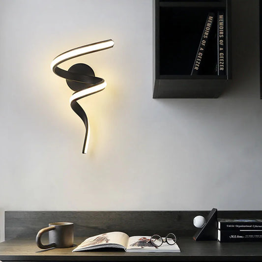 LED Wall Lamp Nordic Spiral Sconce Light For Stairs Bedroom Bedside Study Hallway Background Indoor Decor Wall Lighting Fixtures