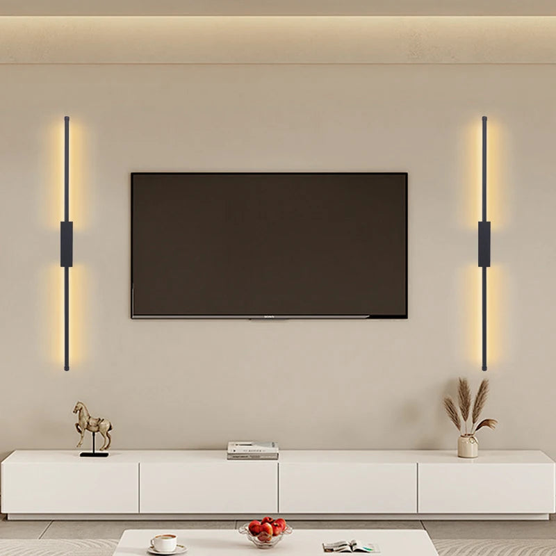 Indoor Black LED  long wall lamp  Nordic style Long LED Wall Light  Home Decoration Bedroom Living Room Sofa Background