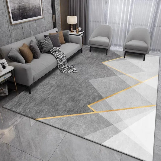 VIKAMA Geometric Living Room Carpet, Modern And Simple Flannel Large Area Carpet, Bedroom Bedside Carpet, Home Decoration