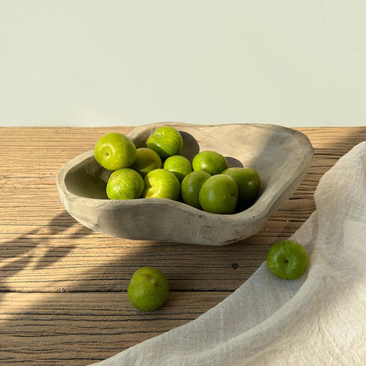 Solid Wood Fruit Plate Retro Old Dried Fruit Plate Bed and Breakfast Dining Table Premium Tray Decorative Ornament Jewelry Dish