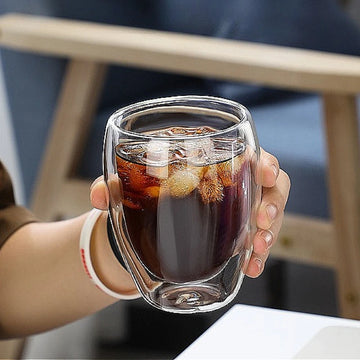 225ml/320ml Double Wall Glass Cup Heat-resistant Water Bottle Modern Transparent Coffee Cup Mocha Latte Mugs Milk Tea Juice Cups